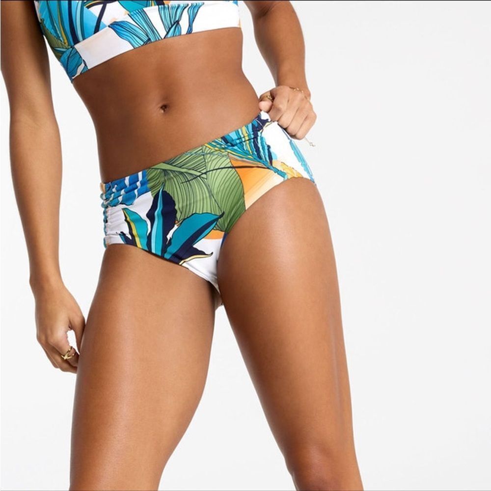 CALIA Women's Adjustable Tie Front Swim Bottoms NWT Size XXL Botanical Print